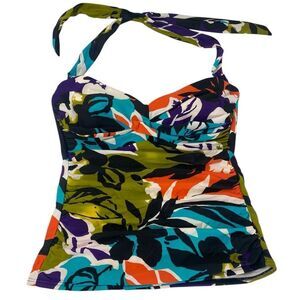 Multicolor Miraclesuit 14 Halter top with ruched sides and push up